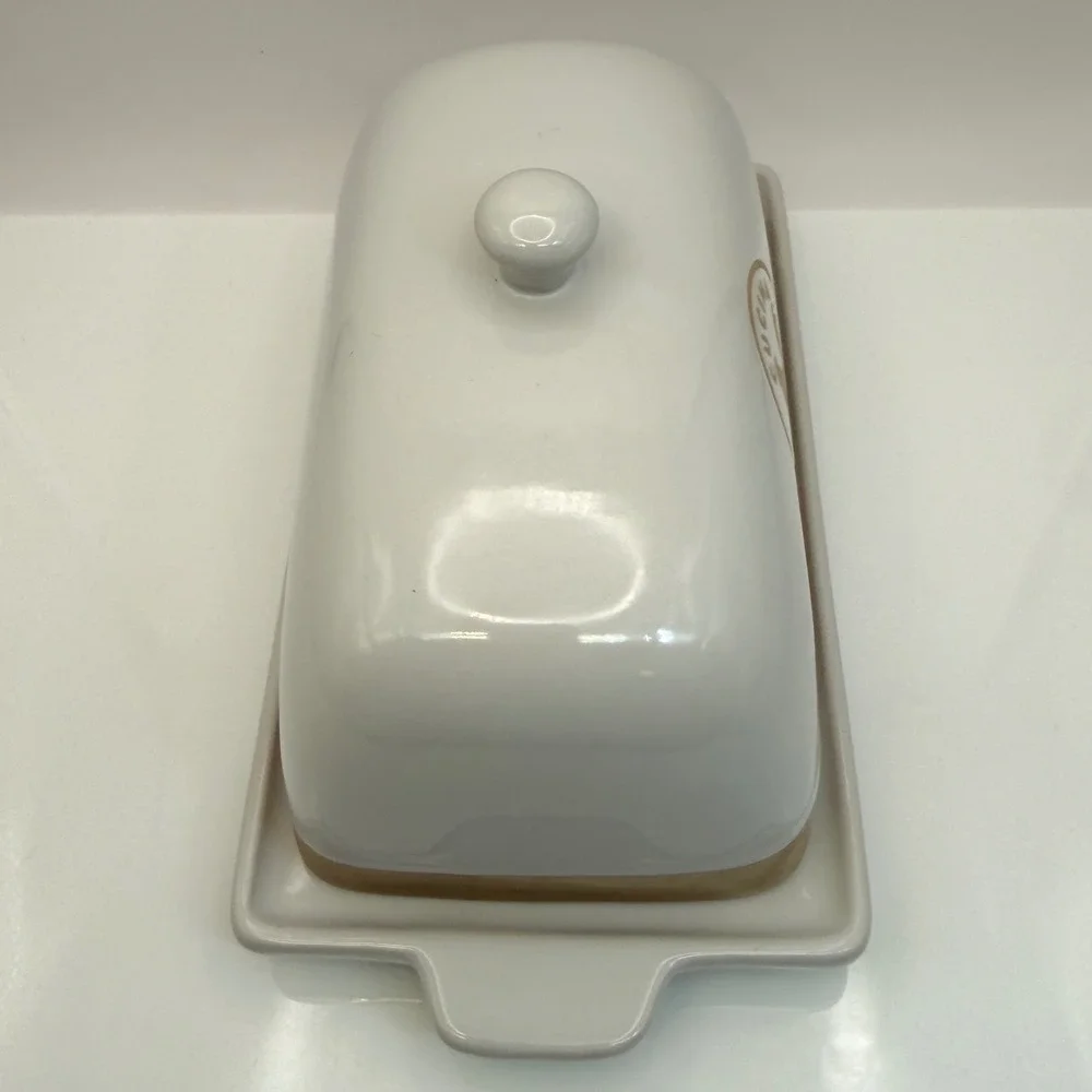 Sur La Table Cucina Rustica Stoneware Butter Dish Rooster White Tan